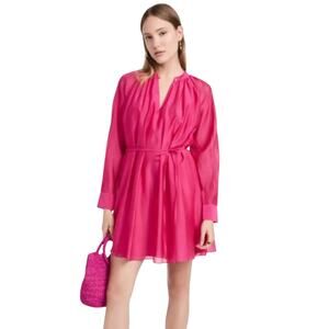 REBECCA TAYLOR‎ Women's Pink Sateen Twill puff sleeve mini dress Size Large